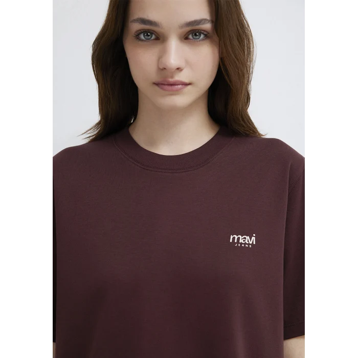 Mavi 1613804-70223 Mavi Jeans Baskılı Bordo Tişört
