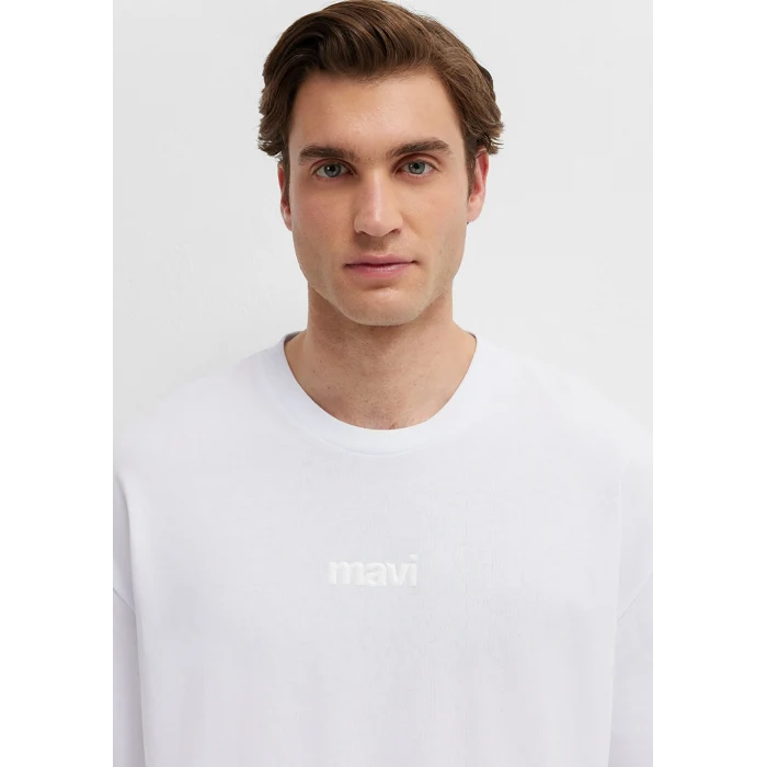 Mavi 0613553-620 Mavi Baskılı Beyaz Tişört