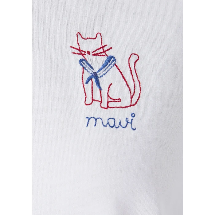 Mavi 1614295-620 Mavi Kedi Nakışlı Beyaz Tişört