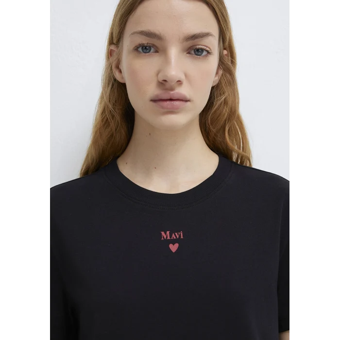 Mavi 1601185-900 Mavi Logo Baskılı Siyah Tişört