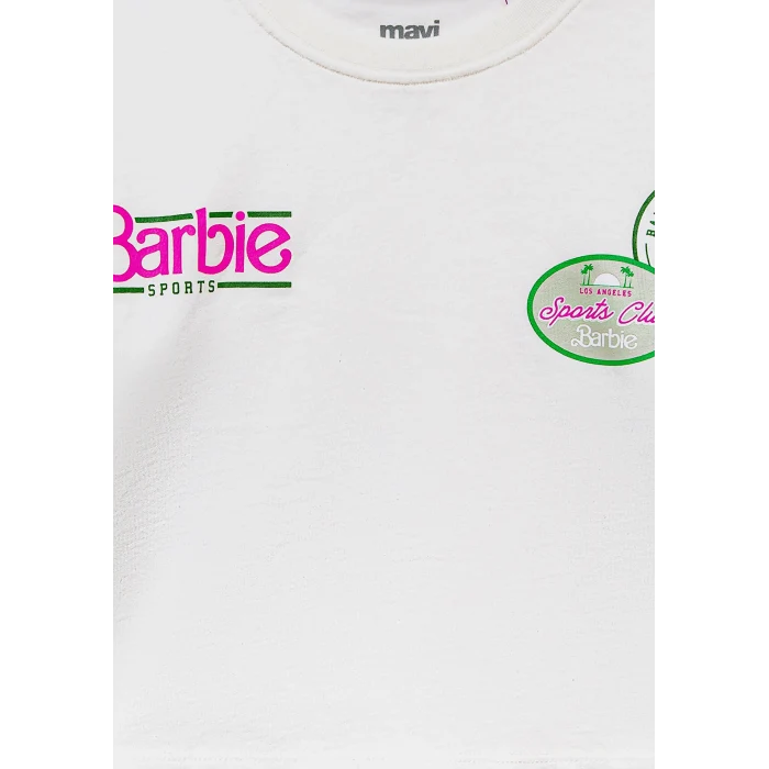 Mavi 7610313-70057 Barbie Baskılı Ekru Tişört