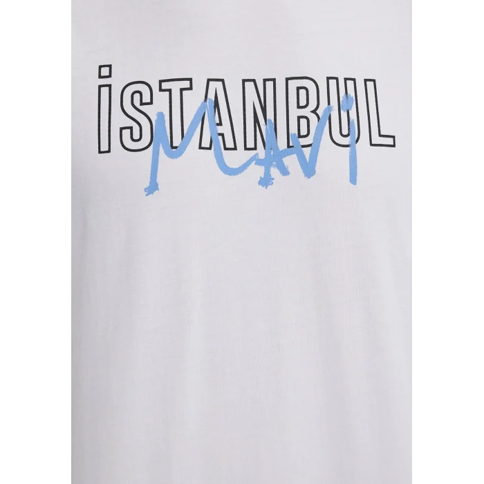 Mavi 067114-620 İstanbul Baskılı Beyaz Tişört
