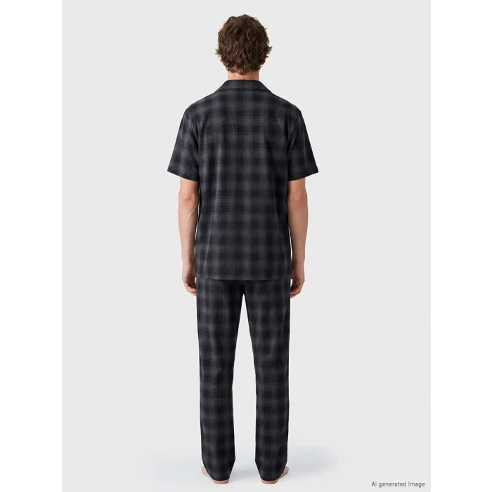 LC WAIKIKI Antrasit Regular Fit Ekose Erkek Pijama Takımı
