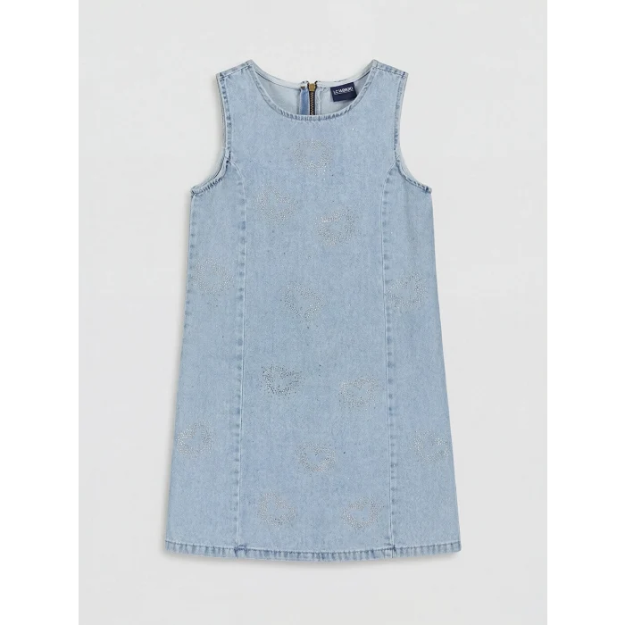 LCW Kids Mavi Taşlı Kız Çocuk Jean Elbise
