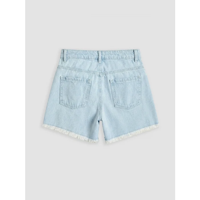 LCW Kids İndigo Kalp Nakışlı Kız Çocuk Jean Şort