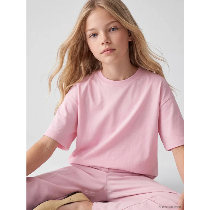LCW Kids Pembe Kısa Kollu Kız Çocuk Soft Touch Takım