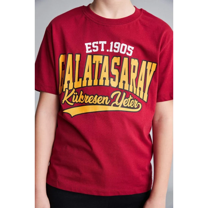 Defacto H7340A8RD119 Kırmızı %100 Pamuk Galatasaray Kısa Kollu Pijama Üstü Şort Pijama Alt 2li Pijama Takımı Erkek Çocuk