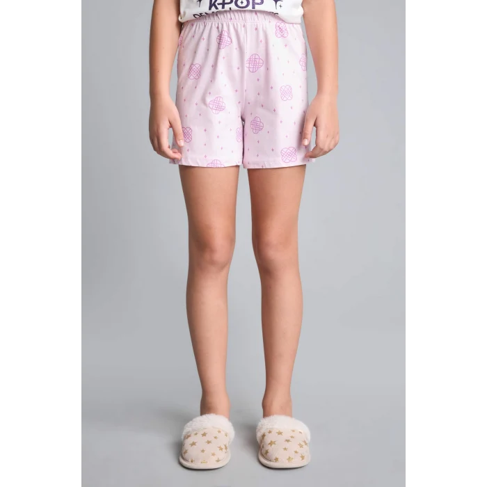 Defacto H8098A8ER105 Ekru Kpop - Demon Hunters Lisanslı Regular Fıt Elastik Bel 2li Ecru Pijama Takımı Kız Çocuk