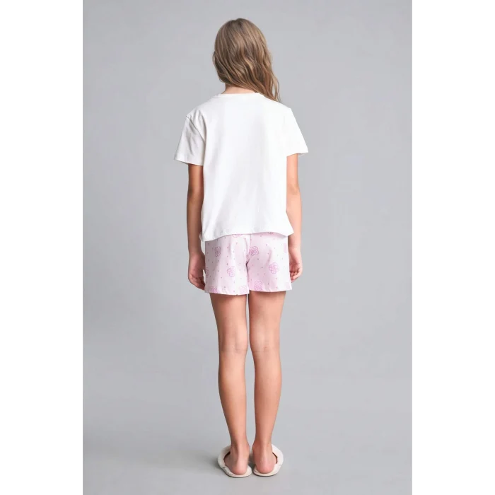 Defacto H8098A8ER105 Ekru Kpop - Demon Hunters Lisanslı Regular Fıt Elastik Bel 2li Ecru Pijama Takımı Kız Çocuk