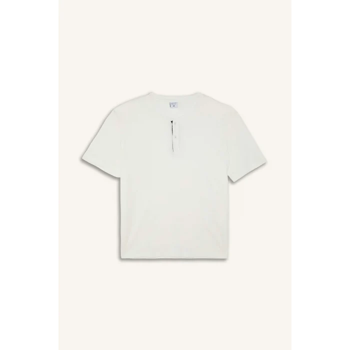 Defacto H8680AXWT34 Beyaz %100 Pamuk New Regular Fıt 2li Şortlu Pijama Takımı