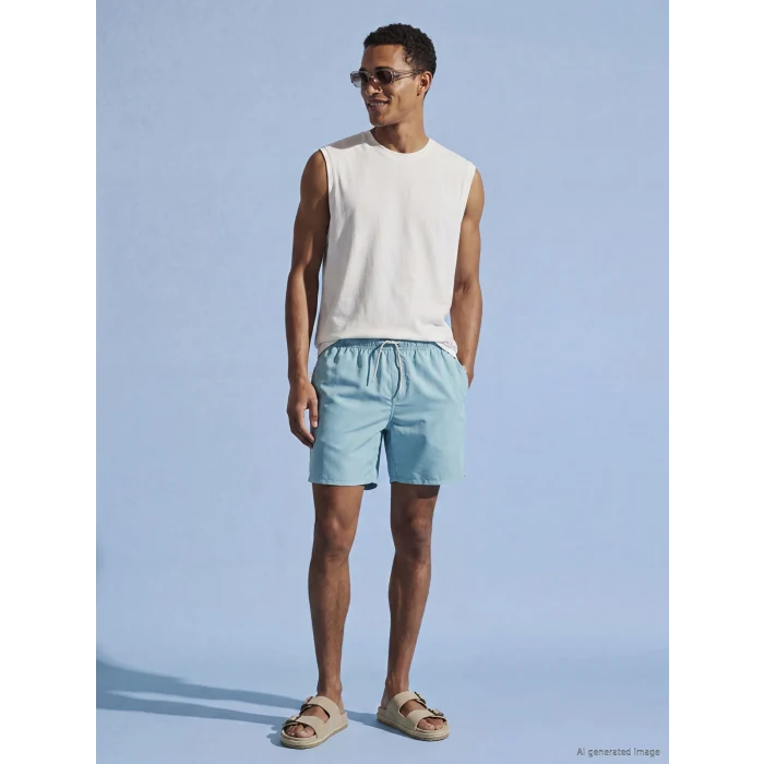 LCW SWIMWEAR Mavi Diz Hizası Boy Erkek Deniz Şortu