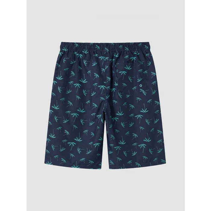 LCW SWIMWEAR Lacivert Diz Altı Boy Palmiye Desenli Erkek Deniz Şortu