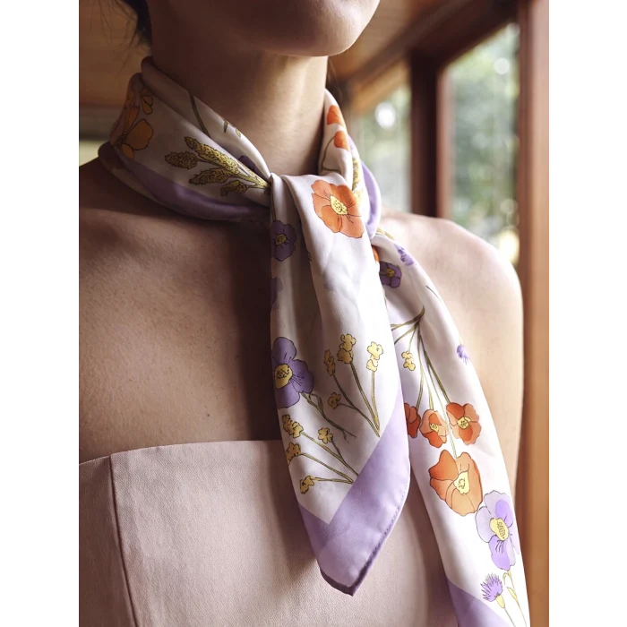 LCW ACCESSORIES Lila Çiçek Desenli Kadın Bandana