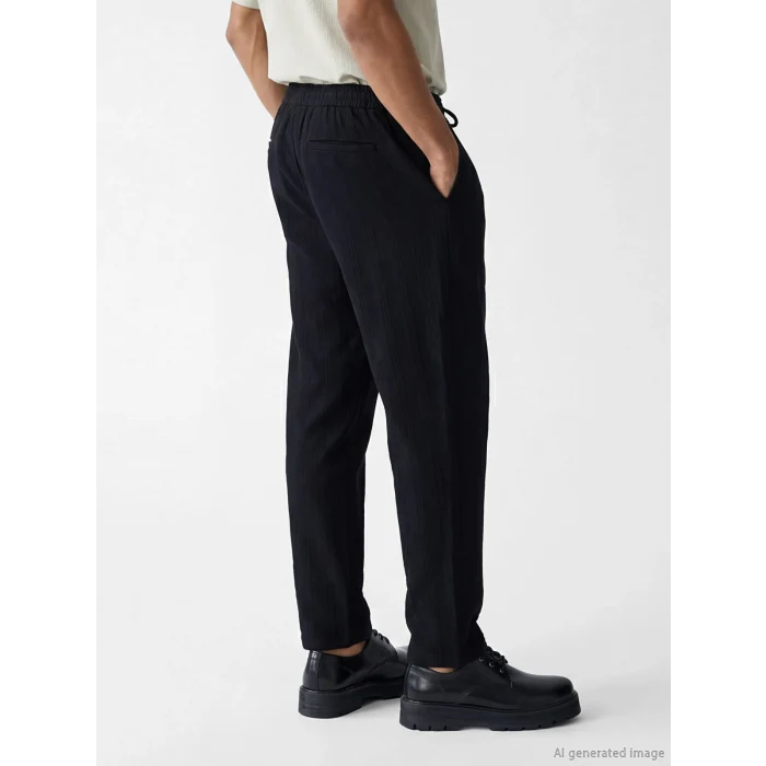 LCW Vision Siyah Regular Fit Keten Görünümlü Erkek Pantolon