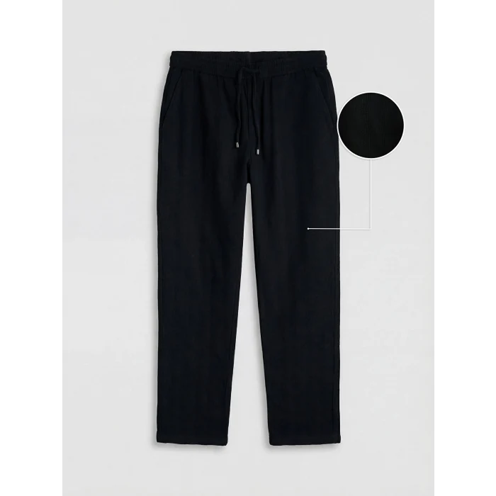 LCW Vision Siyah Regular Fit Keten Görünümlü Erkek Pantolon