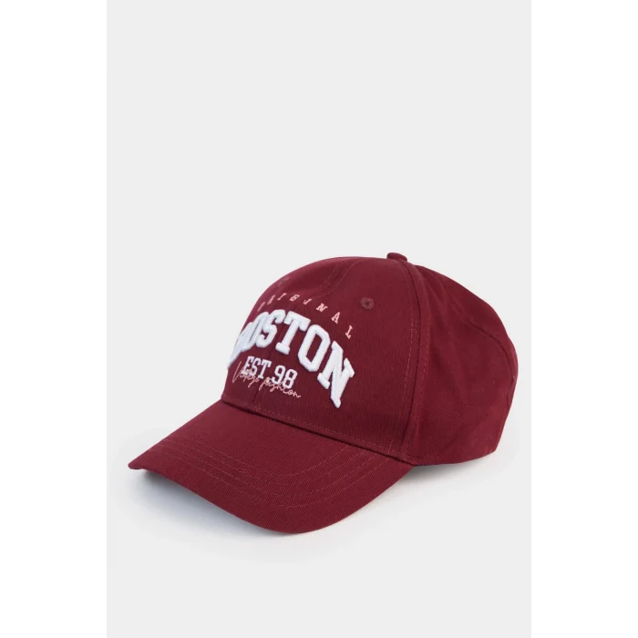 Defacto D9480AXBR456 Bordo Kadın Etiket Baskılı Dokuma Cap Şapka