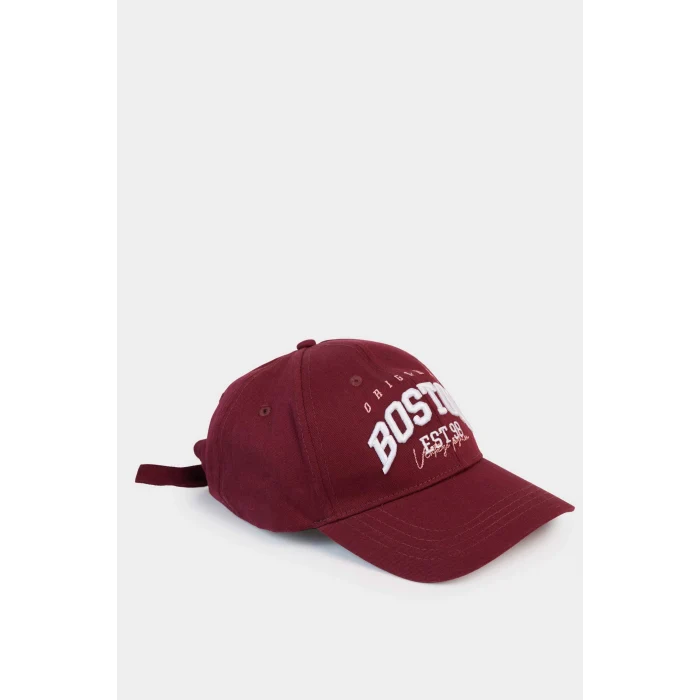 Defacto D9480AXBR456 Bordo Kadın Etiket Baskılı Dokuma Cap Şapka