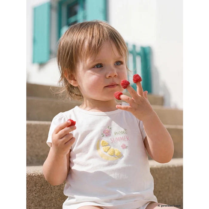 LCW baby Ekru Nakışlı Kız Bebek Tişört ve Tayt Takım