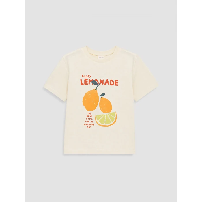 LCW baby Ekru Baskılı Erkek Bebek Şortlu Takım