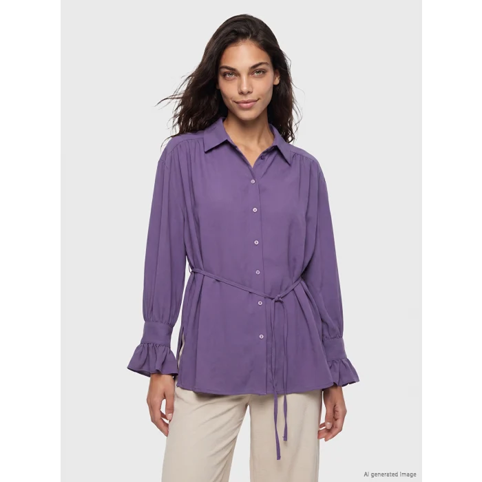 LCW Modest Lila Oversize Kadın Gömlek Tunik