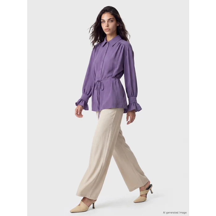 LCW Modest Lila Oversize Kadın Gömlek Tunik