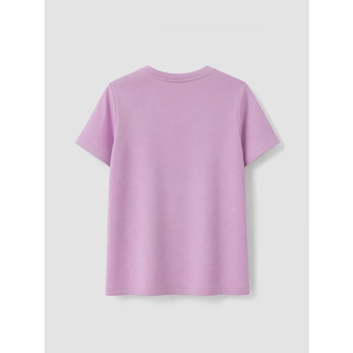 LCW EVERYDAY Lila Nakışlı Soft Touch Kadın Tişört
