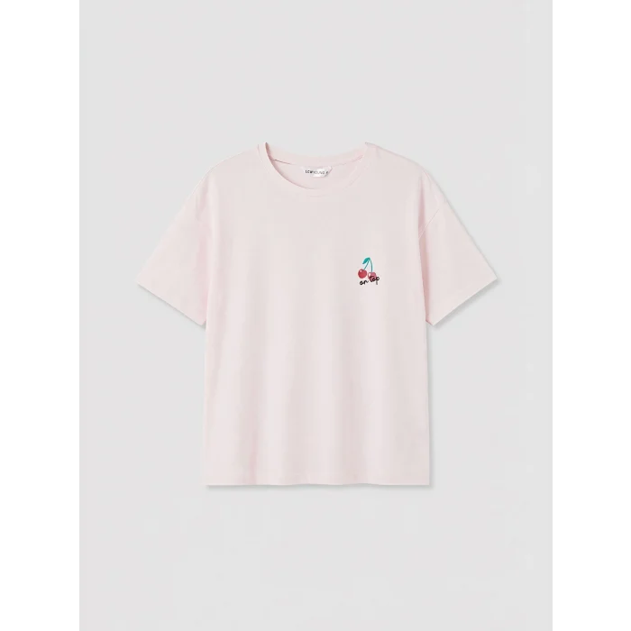 LCW Young Pembe Kiraz Baskılı Kadın Pijama Takım