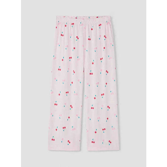 LCW Young Pembe Kiraz Baskılı Kadın Pijama Takım