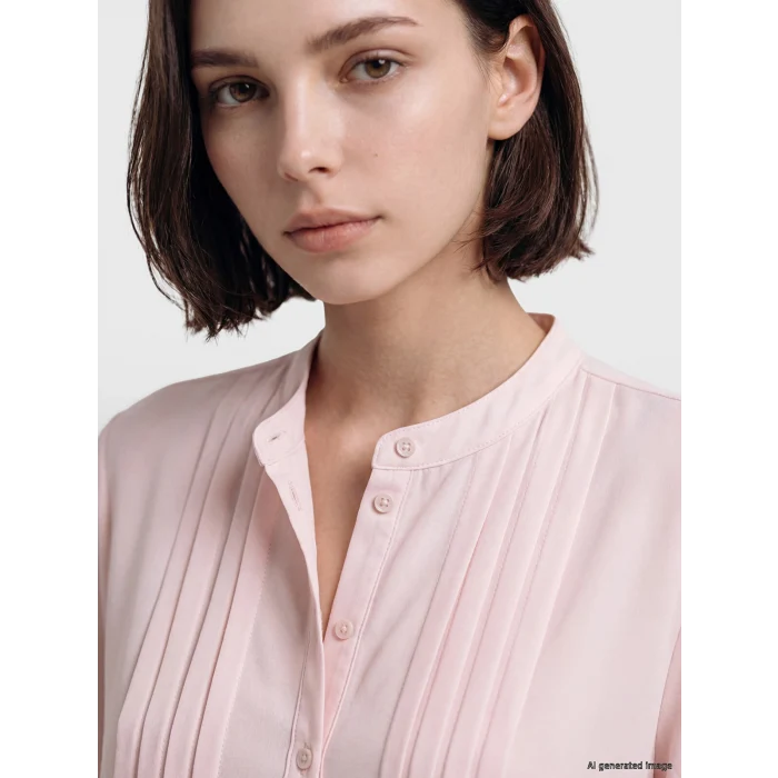 LCW Modest Pembe Pileli Kuşaklı Oversize Kadın Gömlek Tunik