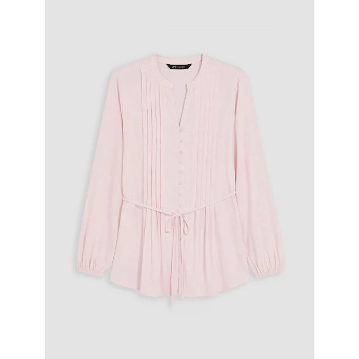 LCW Modest Pembe Pileli Kuşaklı Oversize Kadın Gömlek Tunik