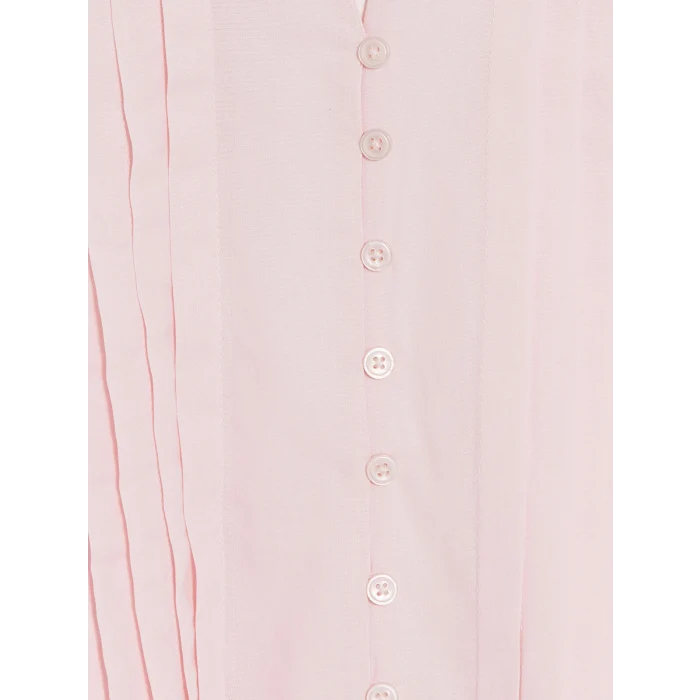 LCW Modest Pembe Pileli Kuşaklı Oversize Kadın Gömlek Tunik