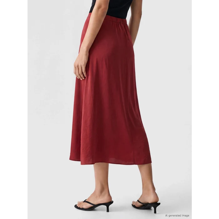LCWAIKIKI Classic Bordo Beli Lastikli A Kesim Etek