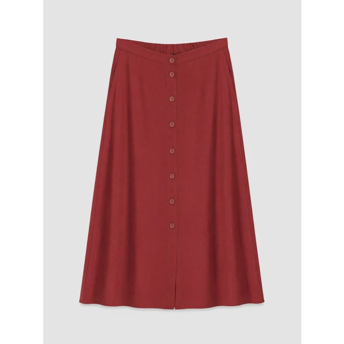LCWAIKIKI Classic Bordo Beli Lastikli A Kesim Etek