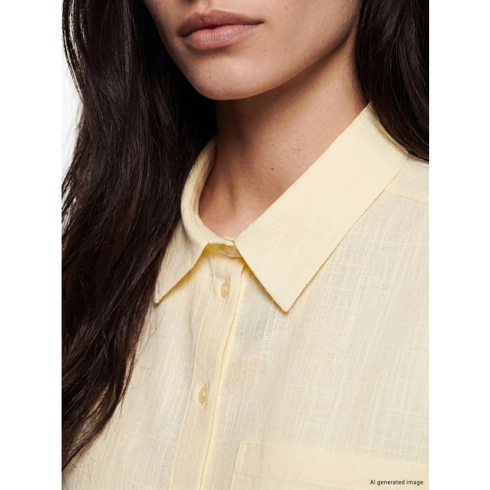 LCW Vision Sarı Oversize Poplin Kadın Gömlek