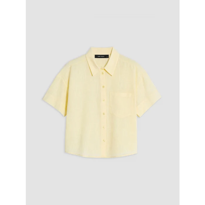 LCW Vision Sarı Oversize Poplin Kadın Gömlek