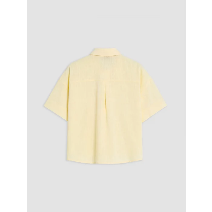 LCW Vision Sarı Oversize Poplin Kadın Gömlek