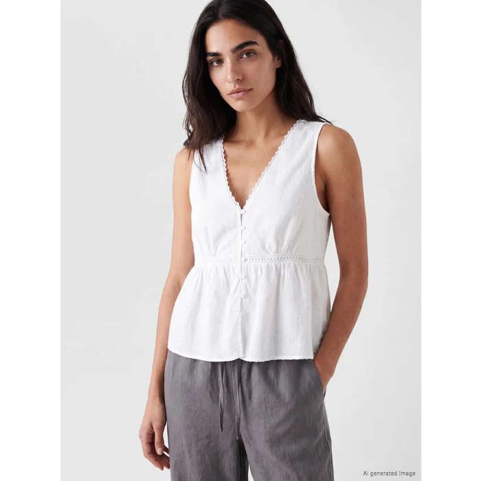 LCW Vision Ekru V Yaka Dantel Detaylı Peplum Bluz