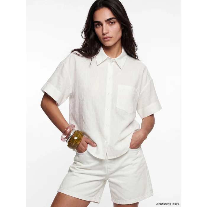 LCW Vision Beyaz Oversize Poplin Kadın Gömlek