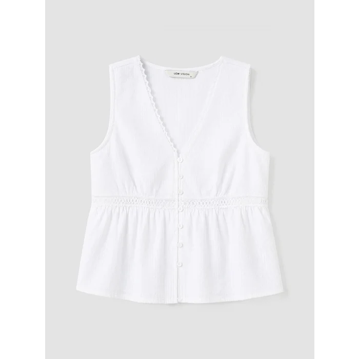 LCW Vision Ekru V Yaka Dantel Detaylı Peplum Bluz
