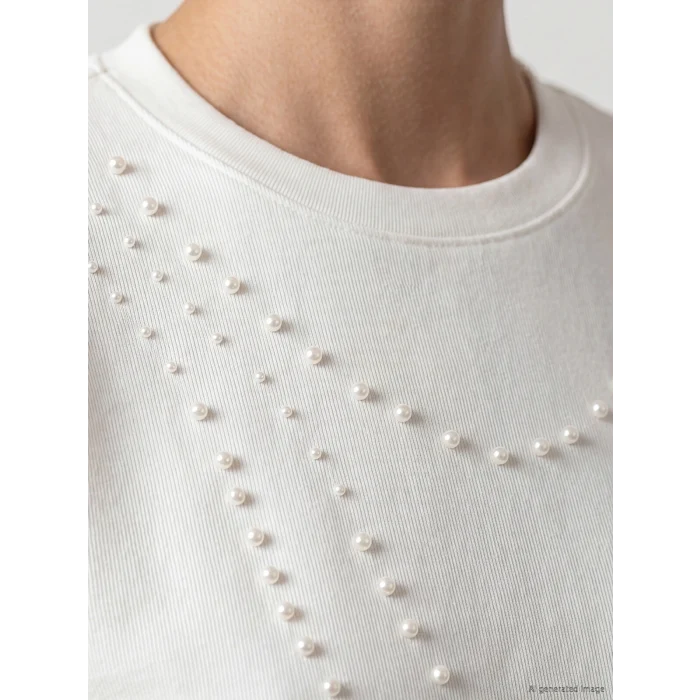 LCW EVERYDAY Beyaz İnci İşlemeli Soft Touch Kadın Tunik