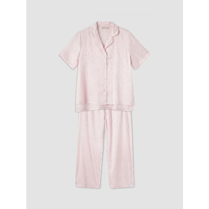 LCW DREAM Pembe Gömlek Yaka Saten Kadın Pijama Takımı