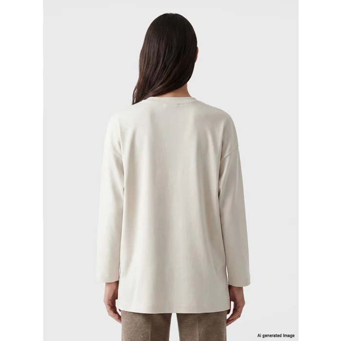 LCW EVERYDAY Bej Bisiklet Yaka Soft Touch İşlemeli Bluz
