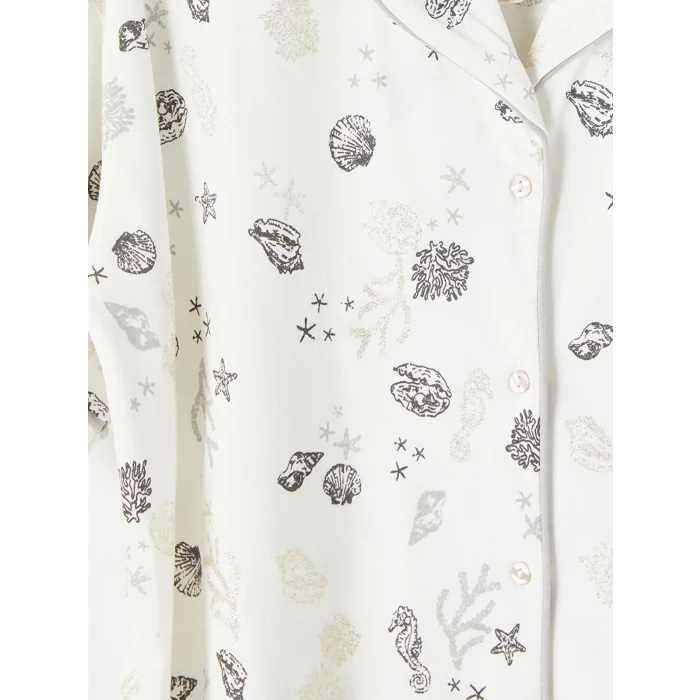 LCW DREAM Ekru Gömlek Yaka %100 Pamuklu Kadın Şortlu Pijama Takımı