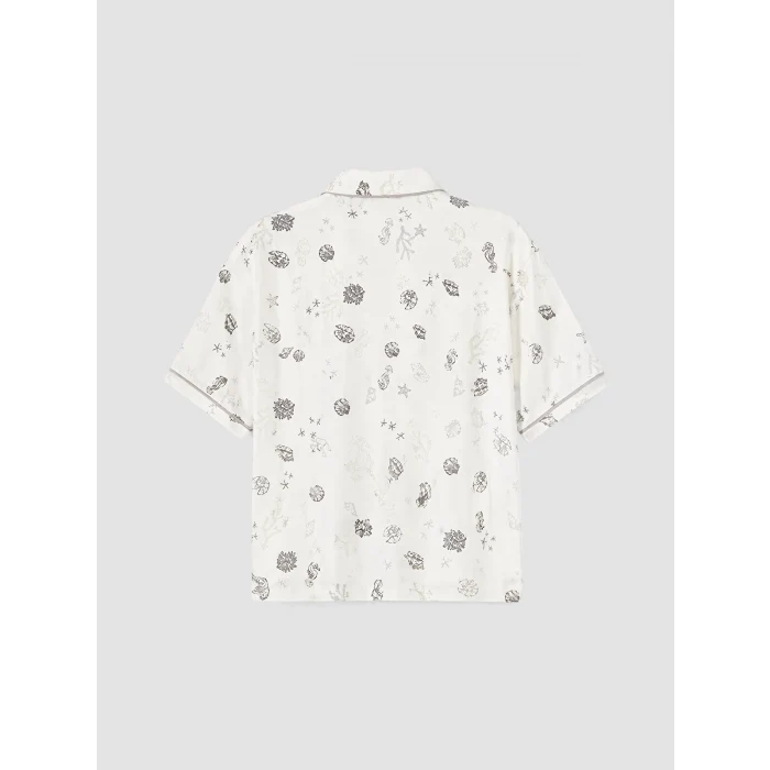 LCW DREAM Ekru Gömlek Yaka %100 Pamuklu Kadın Şortlu Pijama Takımı