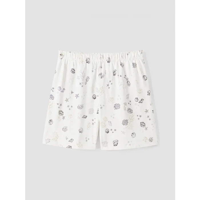 LCW DREAM Ekru Gömlek Yaka %100 Pamuklu Kadın Şortlu Pijama Takımı