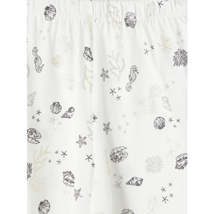 LCW DREAM Ekru Gömlek Yaka %100 Pamuklu Kadın Şortlu Pijama Takımı