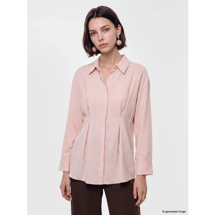 LCW Modest Pembe Modal Karışımlı Pileli Kadın Gömlek Tunik