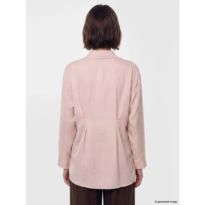 LCW Modest Pembe Modal Karışımlı Pileli Kadın Gömlek Tunik