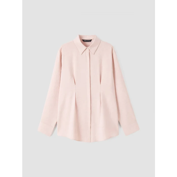 LCW Modest Pembe Modal Karışımlı Pileli Kadın Gömlek Tunik