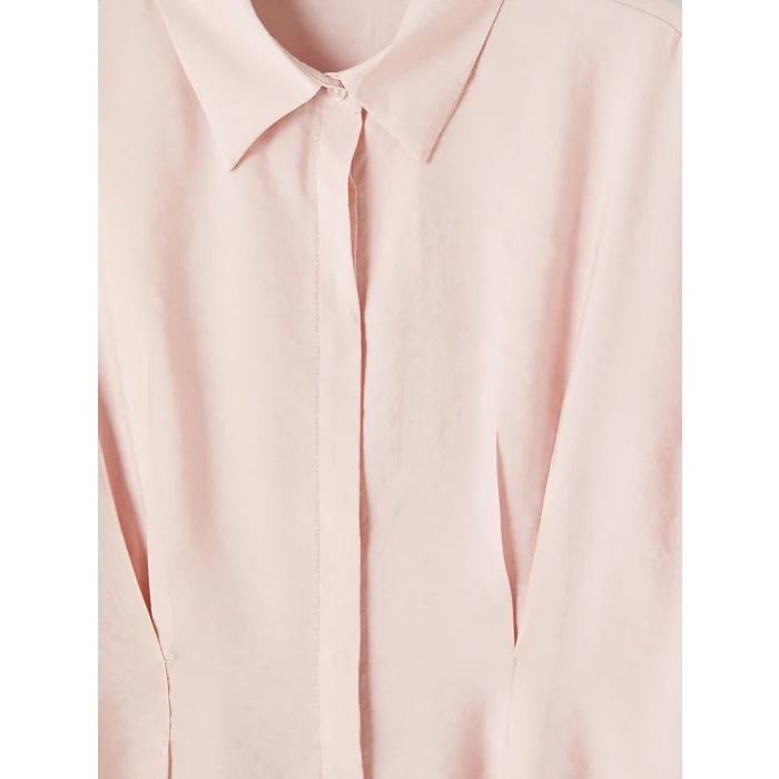 LCW Modest Pembe Modal Karışımlı Pileli Kadın Gömlek Tunik